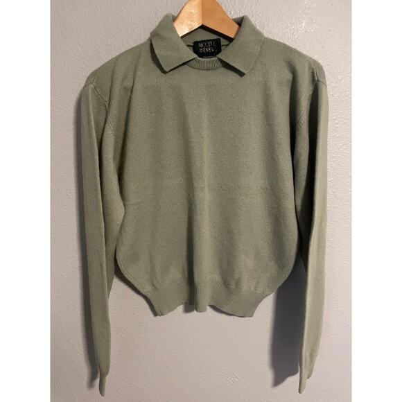 Alcott & Andrews Sweater Womens Small Green 100% Cashmere Collared Pullover Soft - Picture 1 of 6